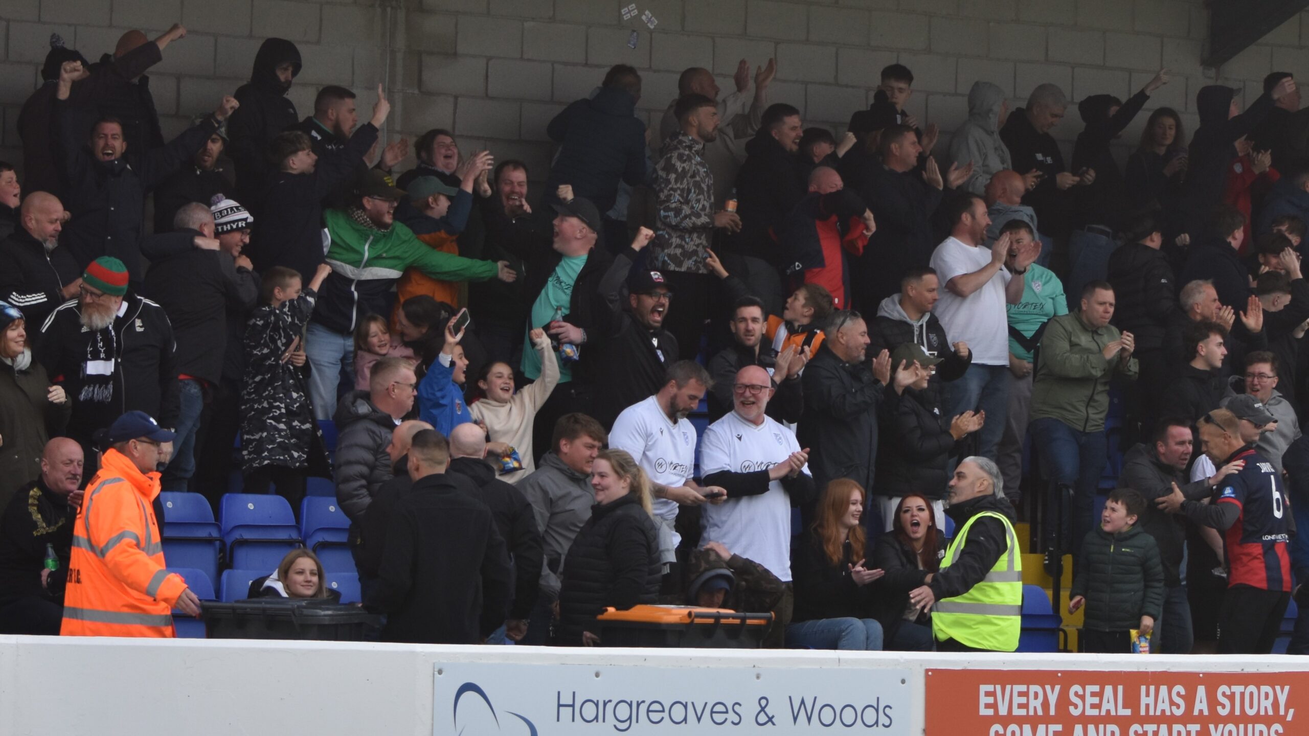Last minute equaliser at Chester - limbs in the away end